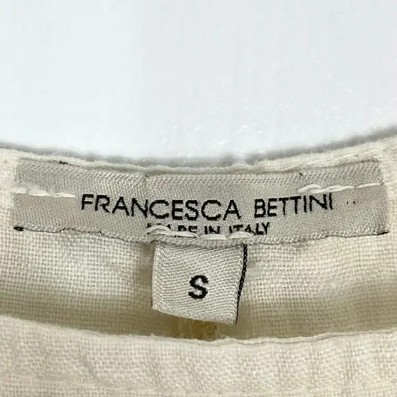 NWOT FRANCESCA BETTINI Dress S ITALY Linen Cream A-Line Slit-Sides Maxi Midi